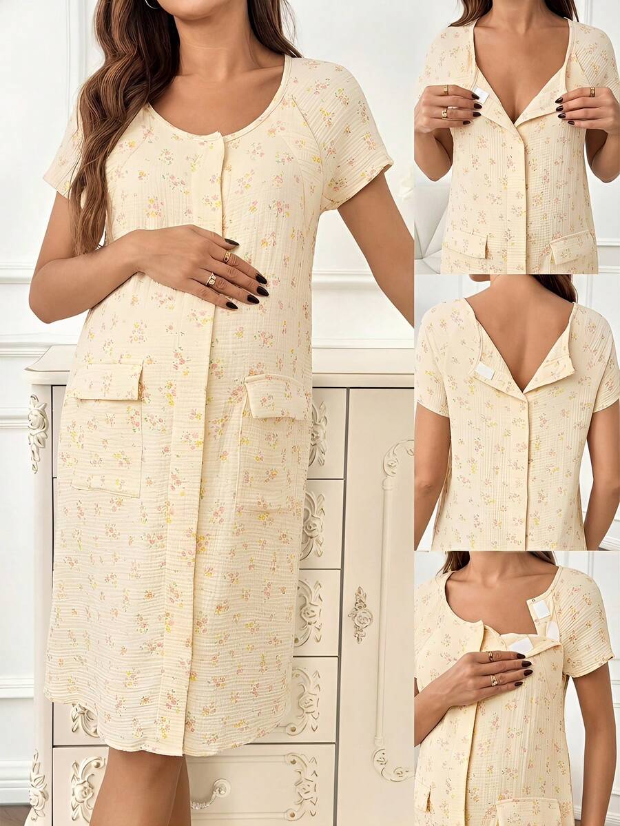 Maternity Ditsy Floral Delivery Dress - Multicolor - View 1