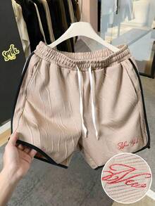 Manfinity Hypemode Men's Drawstring Waist Casual Versatile Daily Wear Shorts - Khaki - View 3