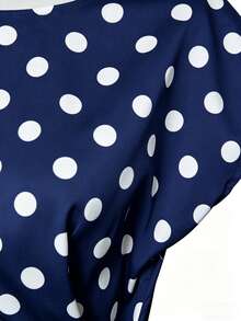 Franclia New Polka Dot Satin T-Shirt For Women - Navy Blue - View 3
