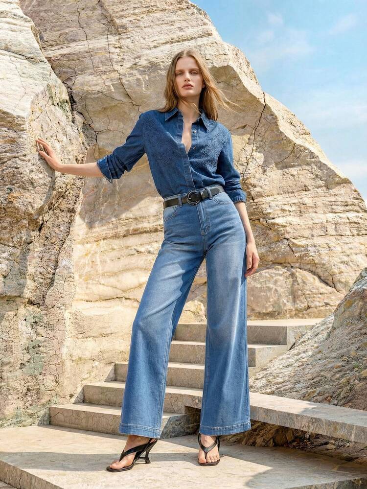 WASHED DENIM FLARE JEANS, SPRING/SUMMER