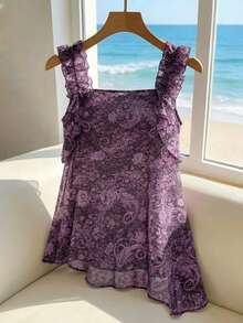 Franclia Plus Size Women Vintage Vacation Vibe Slimming Asymmetrical Hem Floral Print Camisole Tank Top, Odpowiedni na wiosnę, lato i jesień Uroczy Top Estetyczne Topy Top z nadrukiem Paisley Damskie Topy na lato Topy dla kobiet Letnie śliczne koronkowe topy na ramiączkach Najnowsze topy dla kobiet Nowości Dziewczęce topy dla kobiet - Wielokolorowe - Zobacz 7