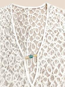 Lyxana Women's Lace Sheer Elegant Vacation Dress - White - View 5