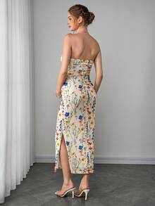 Momance Đầm bầu dáng đuôi cá họa tiết hoa, eo xếp ly tôn dáng, thiết kế xẻ tà gợi cảm và duyên dáng, họa tiết thực vật tươi mát, mềm mại và lãng mạn, phù hợp cho hẹn hò, tiệc tùng và các dịp khác. - Nhiều màu - Xem 2