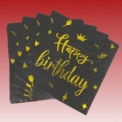 40/80张标语图案一次性餐巾纸，生日派对、圣诞节适用纸巾