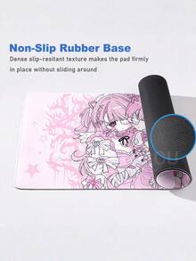 1 Piece Large Cute Angel Girl Anime Mouse Pad Extended Gaming Desk Mat For Laptop PC Pink Cartoon Computer Keyboard Pad Smooth Surface High Quality Print For Anime Lovers Female Gamers Aesthetic Desk Accessory Must Have - Rectangle - View 5