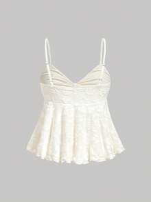 SHEIN MOD Áo hai dây nữ kiểu dáng thường ngày, thắt nút phía trước, màu mơ, thích hợp cho mùa hè. - Màu be - Xem 3
