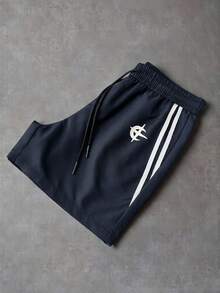 PAVTROS Men's Loose Printed Shorts, Design, Casual Versatile Fashion Knee-Length Pants - Navy Blue - View 5