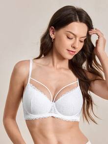 Hourtrue Peach Girl Sexy Lace Bra, Comfortable With Breathable Thin Cups And Wire Support, Suitable For Everyday Wear, Lingerie - White - View 4