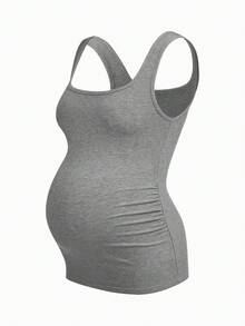 Modmama 夏季孕妇撞色方领修身休闲背心 - 彩色 - 查看 5
