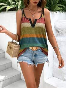 EMERY ROSE Atasan Camisole Kasual Serbaguna untuk Pakaian Sehari-hari dengan Motif Patchwork untuk Wanita Ukuran Plus - MultiWarna - View 3