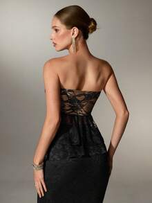 Nuvra Áo ren không dây thoải mái, gợi cảm dành cho nữ - màu đen - Xem 2