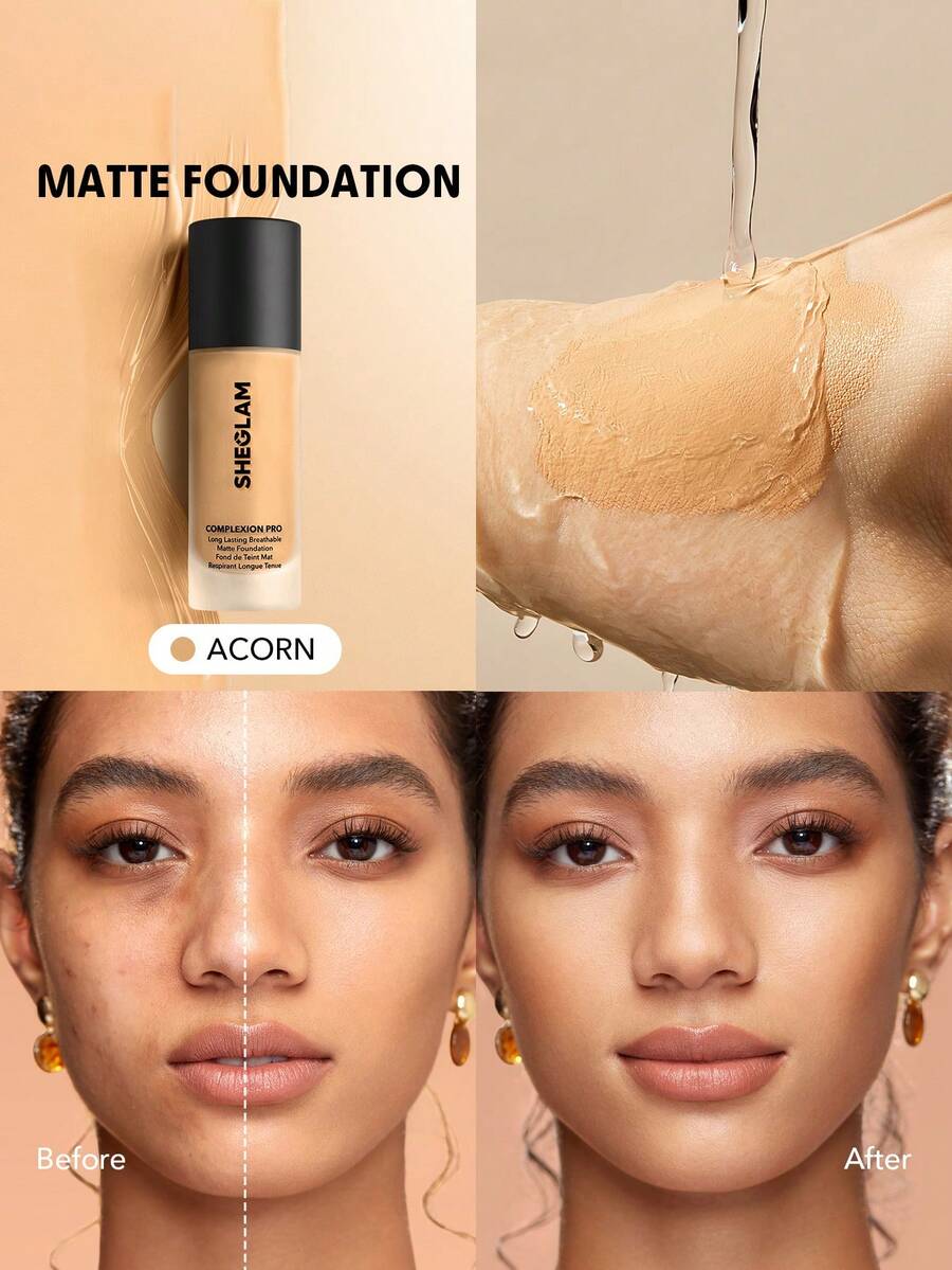 SHEGLAM Complexion Pro Long Lasting Breathable Matte Foundation-Acorn - Acorn - View 1
