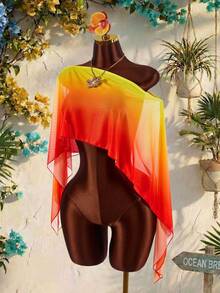 Amplova Khăn choàng lông giả màu hồng dành cho nữ, đa năng, thích hợp để che chắn khi mặc đồ bơi, mặc hàng ngày, đi biển, dự lễ hội âm nhạc, gợi cảm & - trái cam - Xem 3