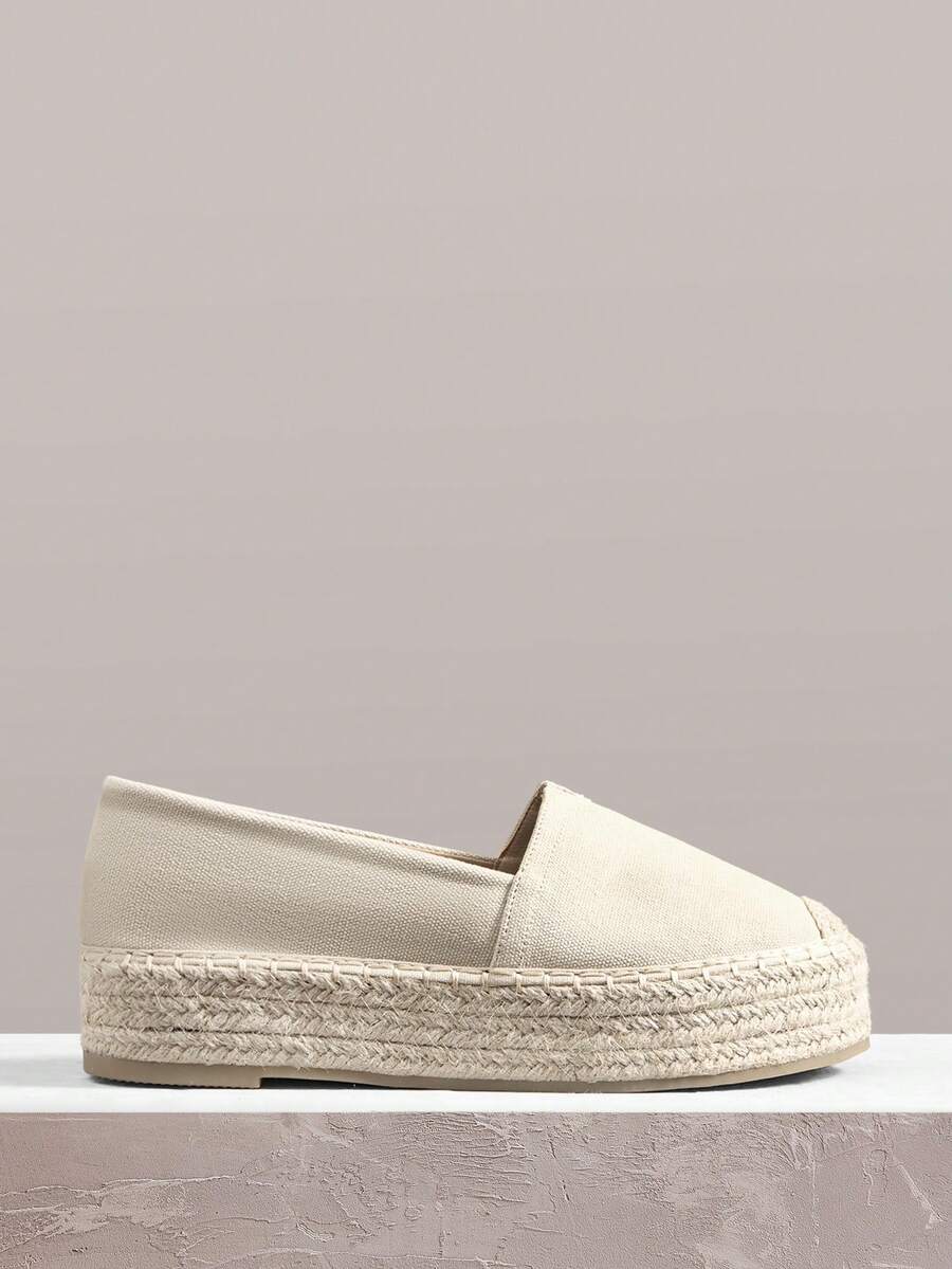 Styleloop Sepatu Flat Longgar Bergaya Bohemian Amerika Barat Vintage, Sepatu Serbaguna untuk Festival Musik dan Pesta Natal - kanvas krem - View 1