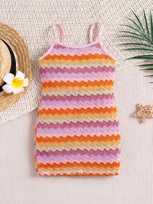 Travachic KIDS 女宝宝夏季可爱度假几何提花针织吊带修身连衣裙 - 彩色 - 查看 1