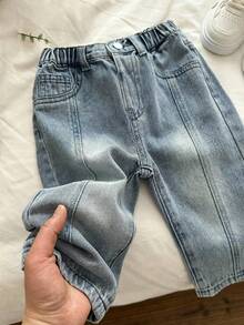 SHEIN 男童复古蓝色锥形牛仔裤 - 淺色水洗藍 - 查看 6