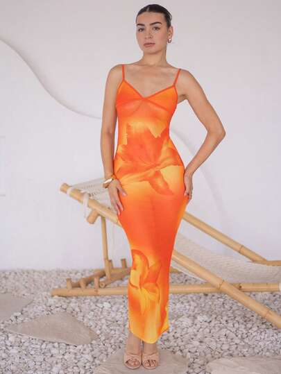 Andrea Bello Đầm ôm body đuôi cá họa tiết hoa Ditsy Ditsy mới lãng mạn