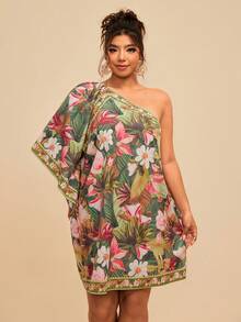 Travachic Đầm ngắn mùa hè dáng rộng, cổ lệch, in hoa, kiểu Hawaii cho nữ, đầm nghỉ dưỡng cho nữ, đầm thường ngày cho nữ mùa hè - Nhiều màu - Xem 3