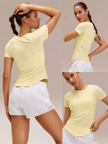 GLOWMODE Áo thun Power Play Quick-Dry ôm dáng, thích hợp cho phòng tập gym. - French Vanilla - Xem 8