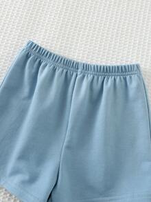 Cozy Pixies Bộ 3 món cho bé trai in hình động vật hoạt hình: áo polo cổ bẻ, áo ba lỗ và quần short cạp chun. - Màu xanh lam - Xem 5