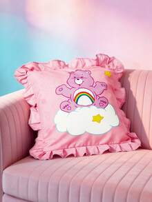 SHEIN X Care Bears 1件蕾丝装饰卡通图案枕套，粉色枕套，透气哑光材质，舒适保暖，可机洗，多种尺寸可选，适合不同枕头，精美礼品 - 粉色 - 查看 2