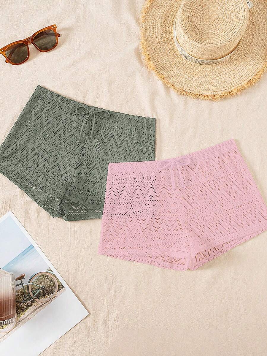 Swim Basics Women's Black & White 2-Piece Lace Briefs - Multicolor - View 1