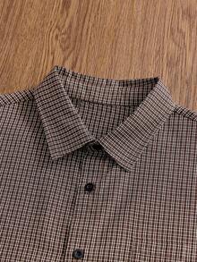 SWAVVY Men's Casual Plaid Shirt, College Style - Khaki - View 4