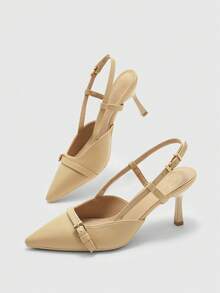 CUCCOO BIZCHIC Giày cao gót mũi nhọn gợi cảm dành cho nữ, màu đỏ, thích hợp cho tiệc tùng/đám cưới, giày mùa xuân, lễ Phục sinh, Giáng sinh, Ngày Valentine. - Màu hạnh nhân - Xem 3