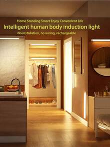 1PC USB Rechargeable PIR Motion Sensor LED Light Strip, Portable Sensor Cabinet Light, Suitable For Bedroom, Kitchen, Hallway, Bedroom Decor - Multicolor - View 6