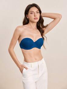 Áo ngực ren gợi cảm nửa cúp màu xanh dương Peach Girl dành cho phụ nữ ngực nhỏ, có đệm mút và gọng tháo rời. - Màu xanh lam - Xem 7