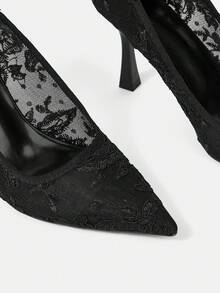 CUCCOO HITCHD Women Shoes Pointed Stiletto Black Lace Mesh Sexy And Comfortable Daily Versatile Women's High Heels Shoes Simple Temperament Fashion Party Wedding Banquet Women's Shoes - 2025 Net-9 Black 1 - View 5