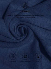 Easowa Quần Short Linen Thường Ngày Cho Nữ, Thích Hợp Cho Mùa Xuân Và Mùa Hè - Màu xanh hải quân - Xem 6
