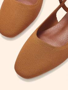 CUCCOO BASICS Women's Mary Jane Flat Shoes With Ribbon Strap, Comfortable Square Toe - Mustard Yellow - View 2