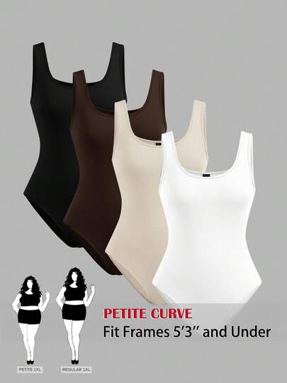 SHEIN PETITE CURVE 大码女式纯色休闲连体衣