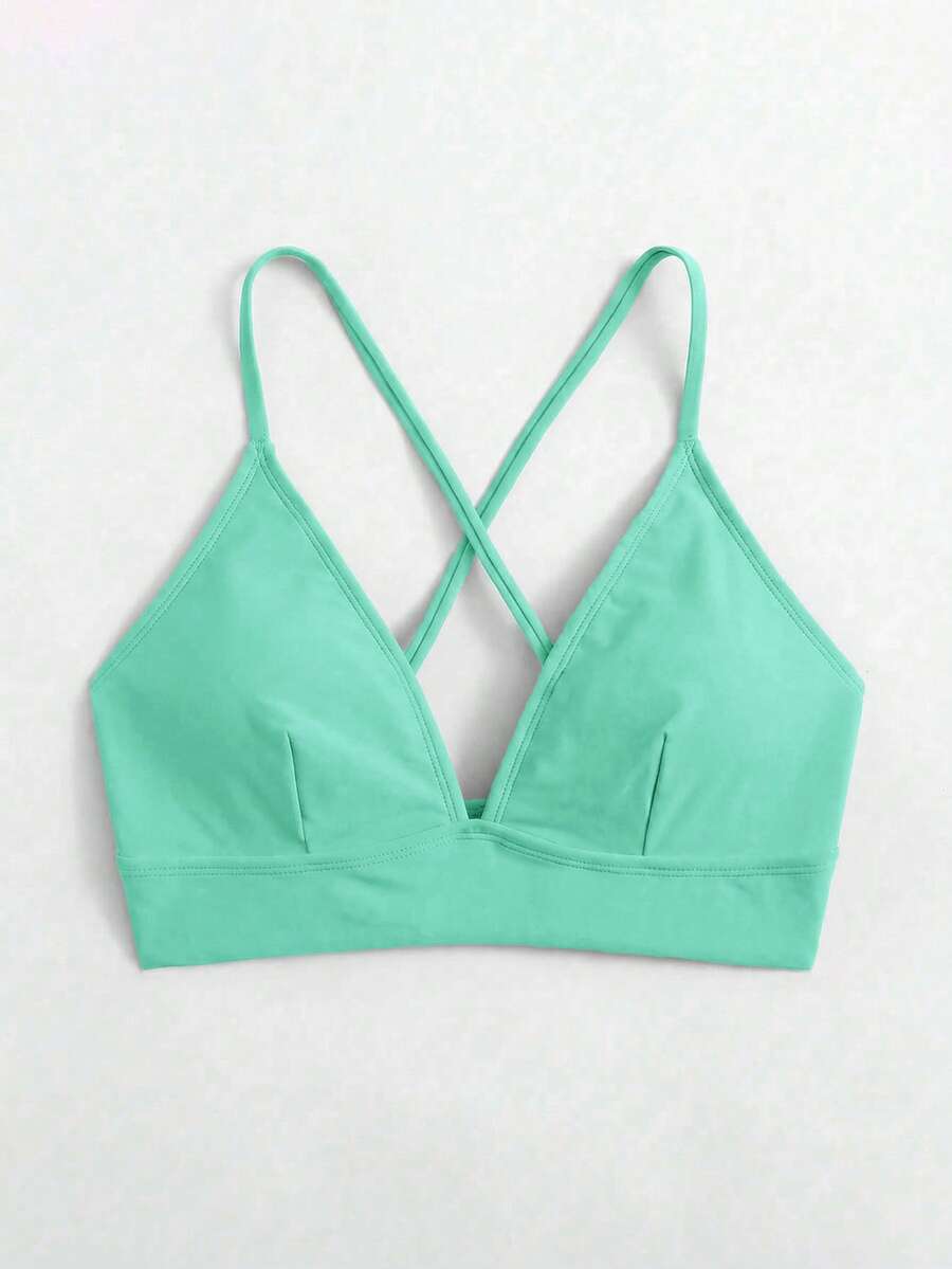 Swim Basics Top de bikini de tirantes finos y espalda descubierta para el verano - verde menta - Ver 1