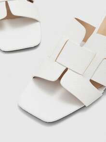 CUCCOO BIZCHIC Ladies Modern Style Workplace Commuter Summer White Faux Leather Sandals Summer Shoes - White - View 5