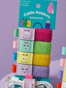 Joivida 4Pcs Cute Cartoon Magic Tape Cable Ties – Multi-Use Organizer For PC & Earphone Wires - Multicolor - View 3