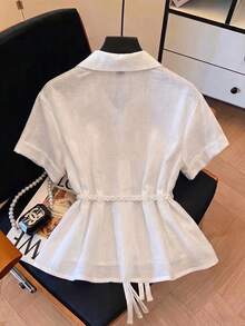 GlowEve Women's Woven Casual And Simple Summer Blouse - White - View 2