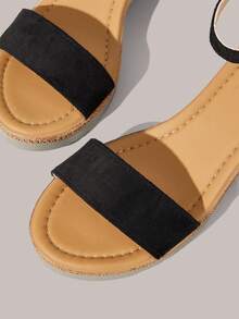 Styleloop Giày sandal đế xuồng kiểu La Mã mới cho nữ mùa xuân hè, quai chéo, cao gót, chống thấm nước, hở mũi, có khóa cài, đế xuồng rơm, giày nữ mùa xuân hè mới. - Màu nâu nhạt - Xem 6