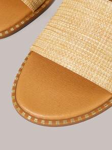Styleloop Women's Straw-Woven Flat Sandals, Simple And Comfortable Design, Suitable For Vacation, Beach, Home And Summer Daily Wear, Yellow Woven Open-Toed Slippers, Holiday Atmosphere, Summer Wear, A Must For Travel - Yellow - View 5