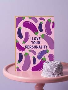 Zazumi 1 Piece Of Fun And Funny Eggplant Valentine's Day Card, Perfect For Husbands Or Boyfriends, Funny Anniversary Commemorative Love Note, Cartoon Design, Perfect For Valentine's Day, Birthdays And Thank-You Letters, Small Business Greeting Cards, Unique Gifts, The Best Ideal Choice For Gift Giving - Valentine's Day Card - View 1