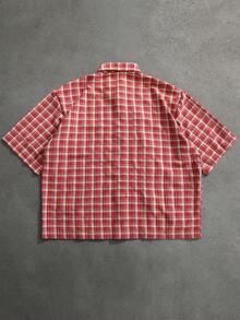 STYNVO 男士图案纽扣格子休闲短裤和衬衫 - 紅色 - 查看 2