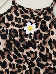 SHEIN 女婴豹纹雏菊图案连体衣 - 彩色 - 查看 6