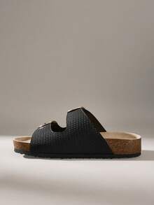 Solecia Women's Adjustable Buckle Casual Beach Slippers For Christmas Summer Shoes - Black - View 4