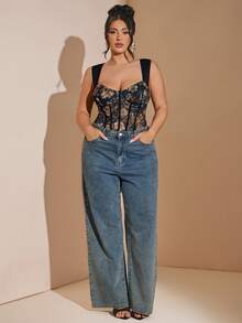 SHEIN BAE 大码女式印花性感百搭衬衫，适合约会和外出穿着 - 彩色 - 查看 4