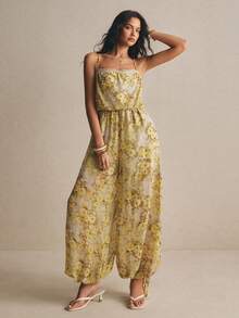Poéselle Bộ jumpsuit xếp ly in hoa dành cho nữ, thích hợp mặc hàng ngày. - Nhiều màu - Xem 4