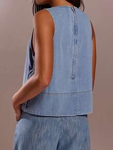 Avantive Trang phục denim nữ/Trang phục đi xem hòa nhạc đồng quê/Trang phục denim/Áo đi chơi, quần jean màu sáng, áo vest, trang phục đi xem hòa nhạc đồng quê/Trang phục đi xem hòa nhạc đồng quê - Rửa tối - Xem 2