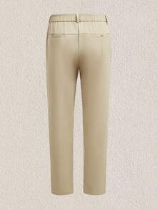 Mercer Haus Men's Solid Color Casual Slim Fit Tapered Pants - Khaki - View 2