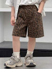 DAZY Quần short denim in họa tiết rằn ri cho bé trai - màu nâu - Xem 5