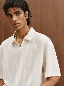 TOKVUE Men's Striped Short Sleeve Casual Commuter Polo Shirt - White - View 6